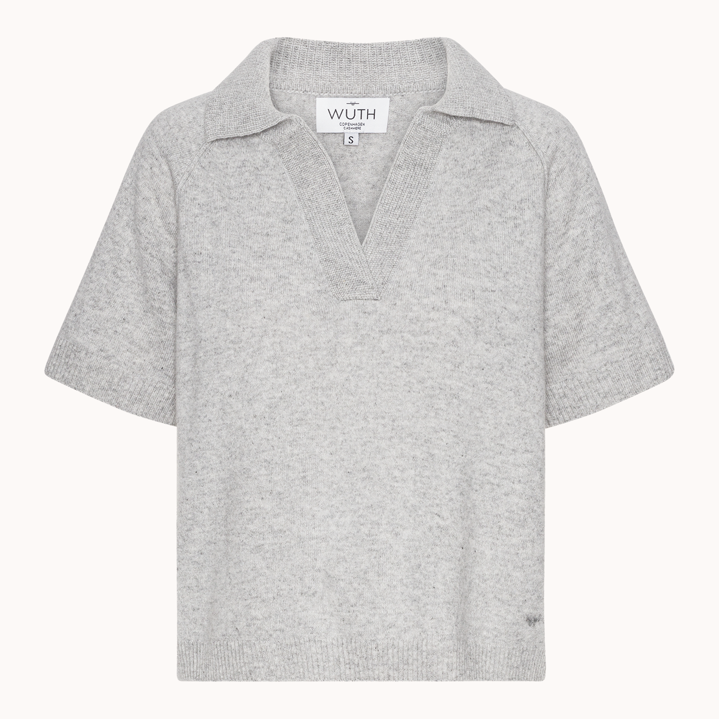 Bella Polo T-shirt - Wuth Copenhagen - Polo cashmere t-shirt i lysegrå