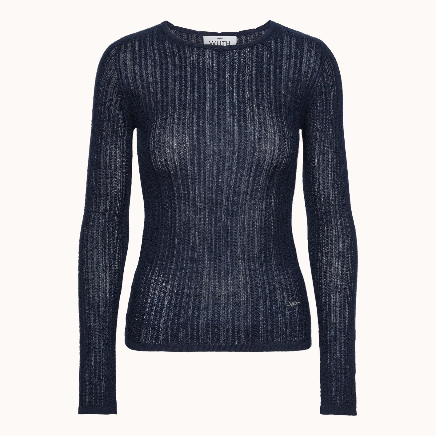 Camille Bluse - Wuth Copenhagen -Ribstrikket bluse i silke cashmere i navy