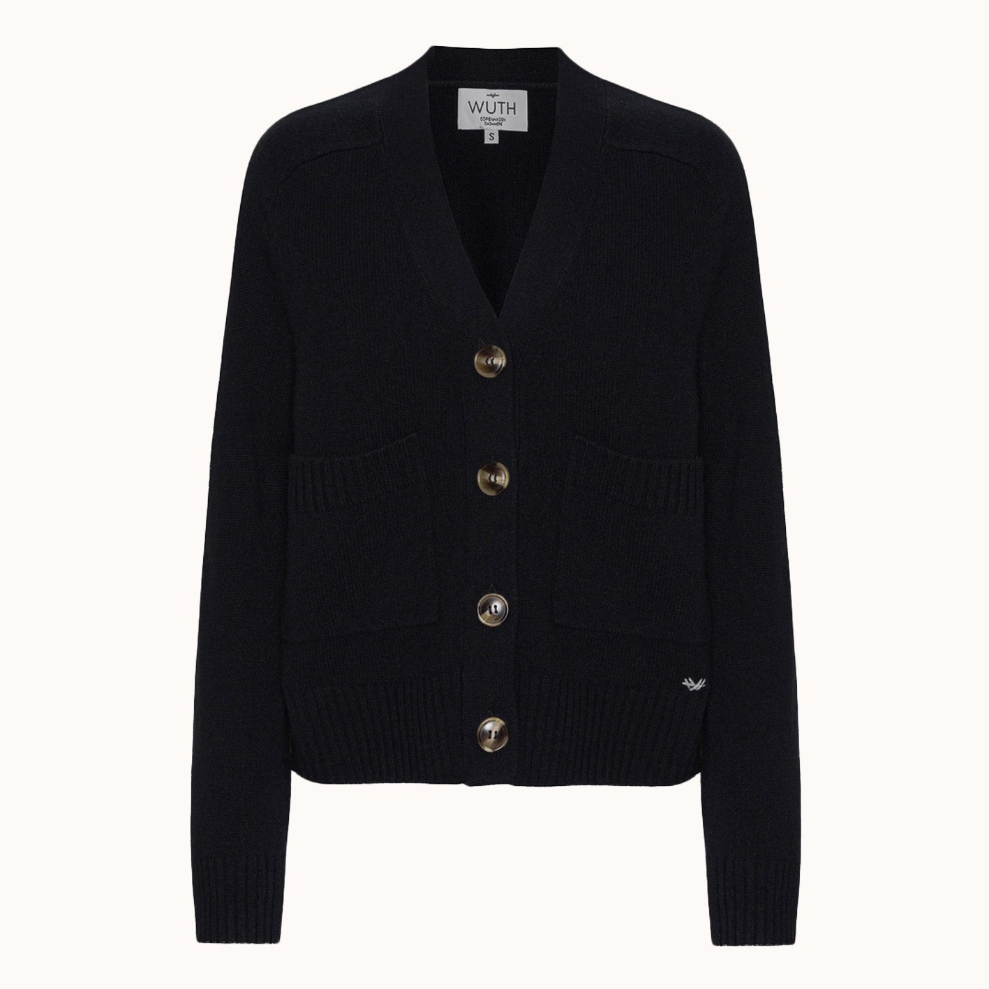 Grandpa Cardigan - Wuth Copenhagen - Casual cashmere cardigan med V-hals i sort