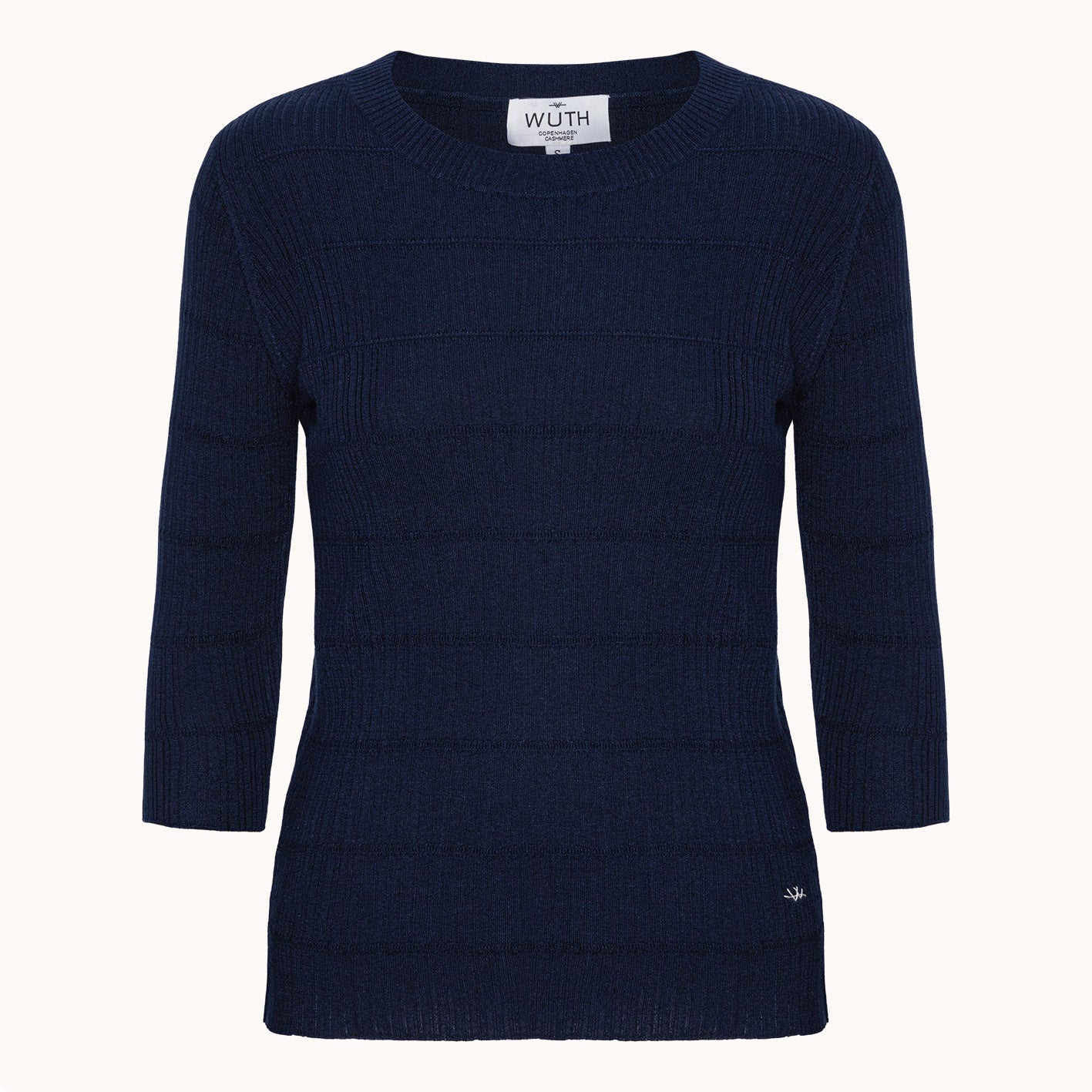 Milla Bluse - Wuth Copenhagen - Trekvartærmet silke cashmere bluse i navy
