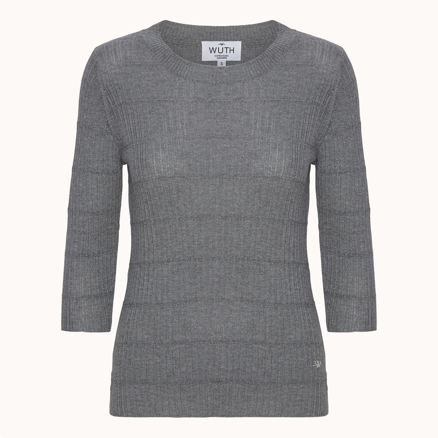 Milla Bluse - Wuth Copenhagen - Trekvartærmet silke cashmere bluse i mørkegrå
