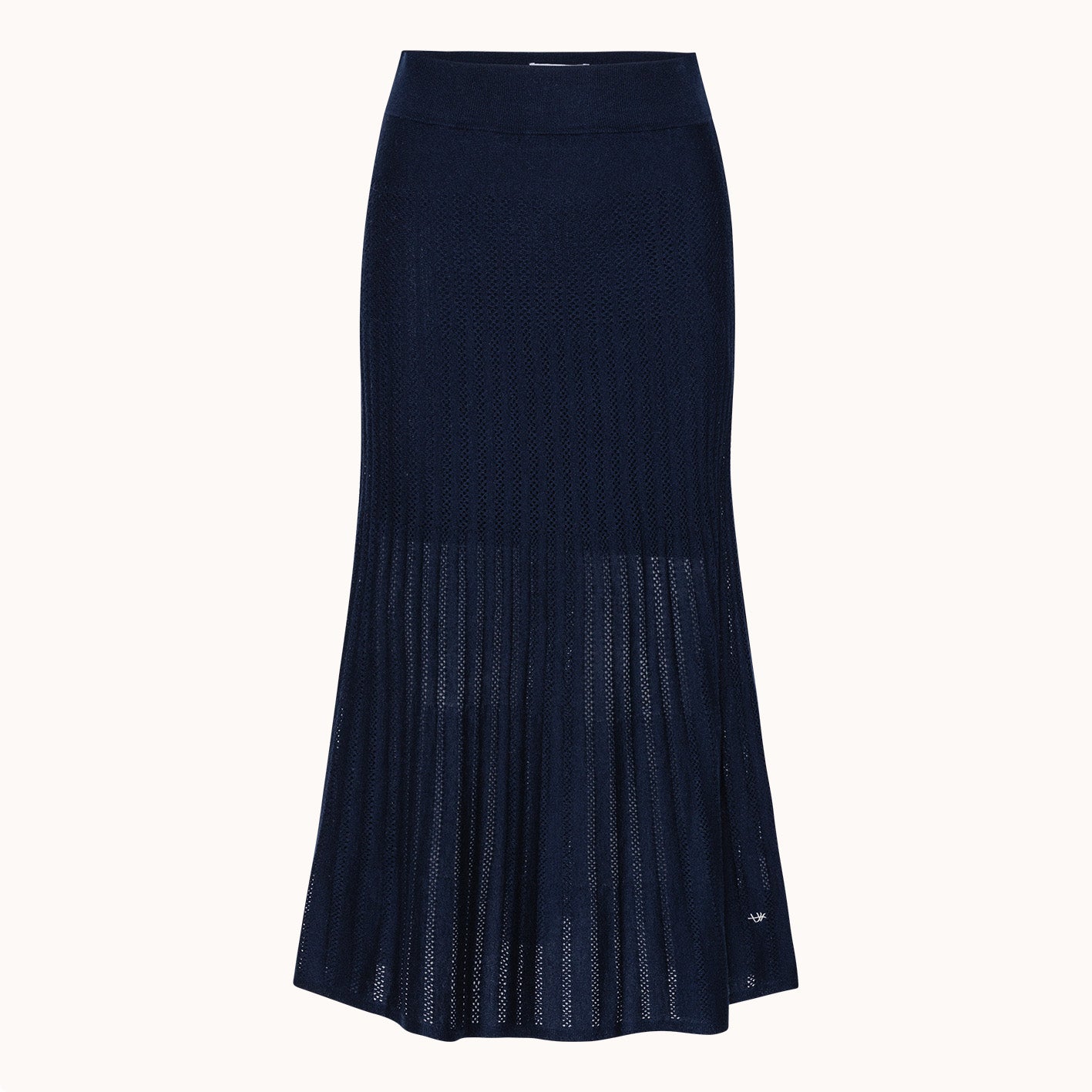 Selma nederdel - Wuth Copenhagen - Pointelle strikket nederdel i navy