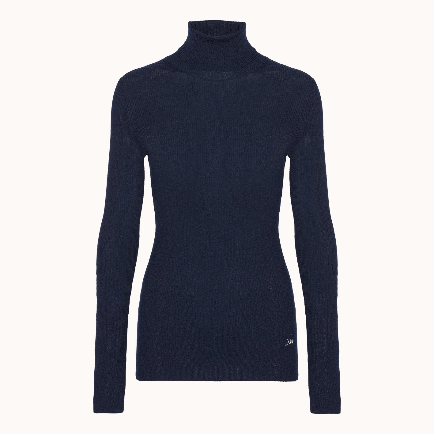 Basis Rullekrave - Wuth Copenhagen - Basis ribstrikket silke cashmere rullekrave i navy