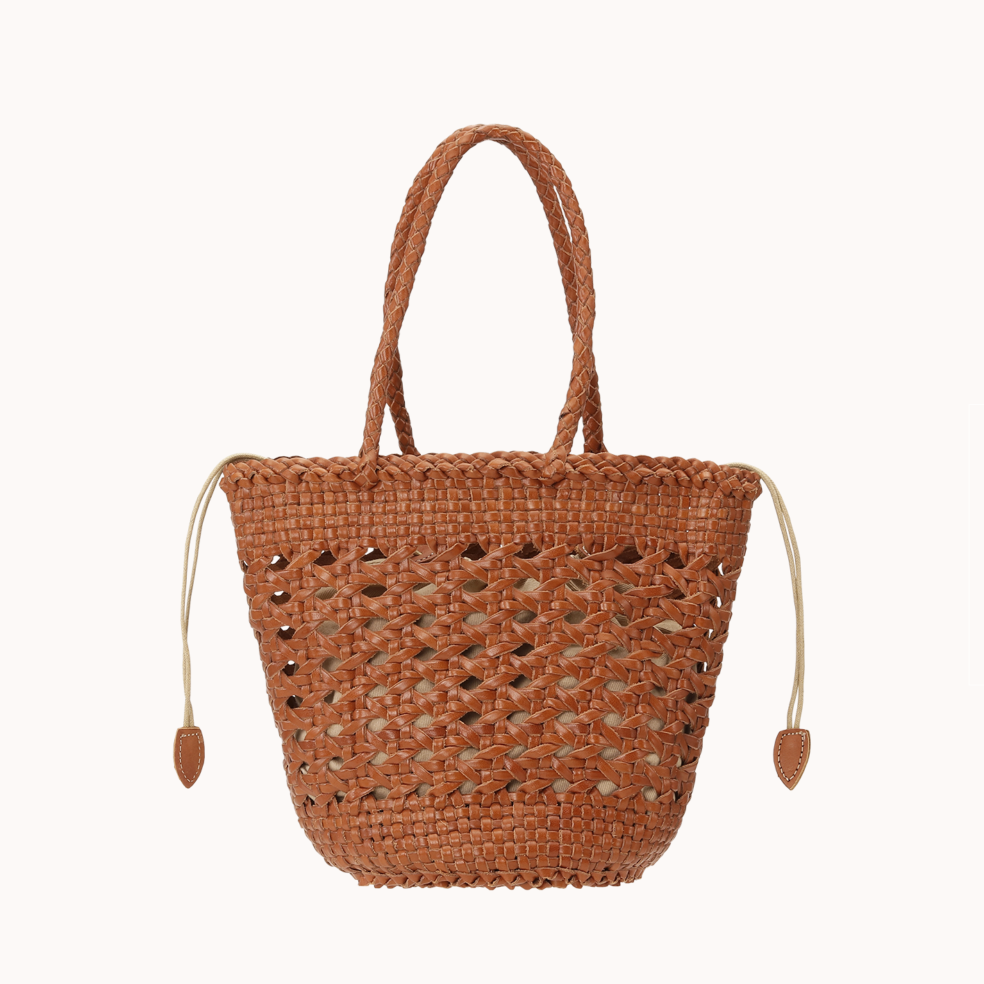 Bucket Bag - Wuth Copenhagen -  Rund fletstaske i 100% håndflettet læder med håndstropper