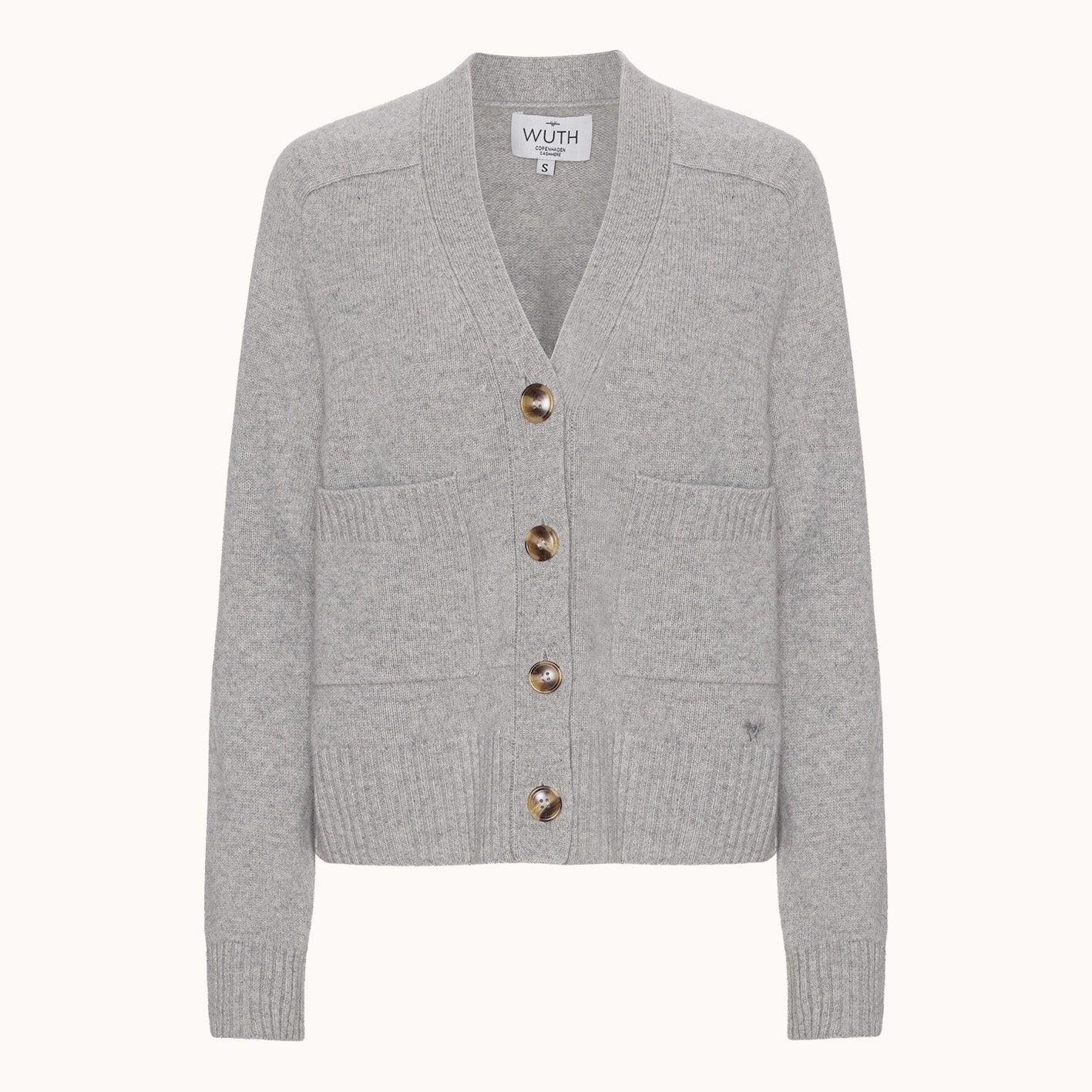 Grandpa Cardigan - Wuth Copenhagen - Casual cashmere cardigan med V-hals i lysegrå
