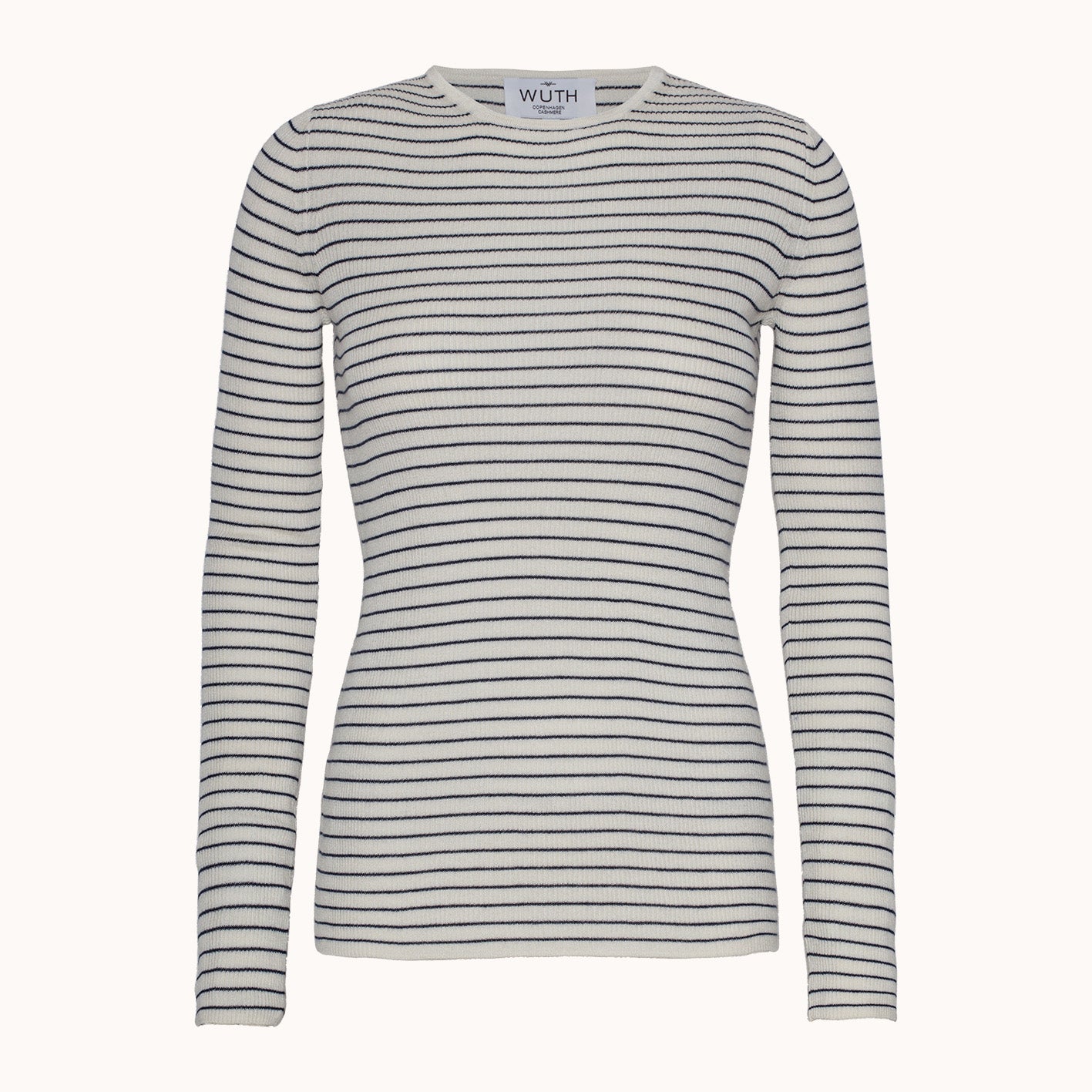 Stribet Basis Bluse - Wuth Copenhagen - Stribet basis bluse i silke cashmere