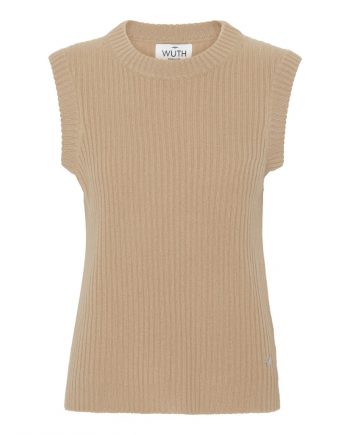 Ribbed, classic fit vest in 100% premium heavy cashmere knit from Inner Mongolia with round neckline, and rib knitted at neck and hem from danish cashmere brand Wuth Copenhagen.